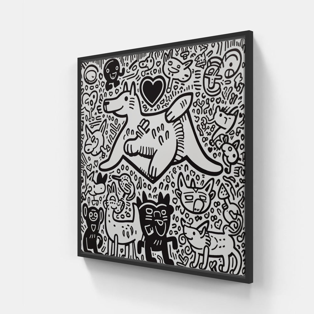 Doodle dream doodle-Canvas-artwall-20x20 cm-Black-Artwall