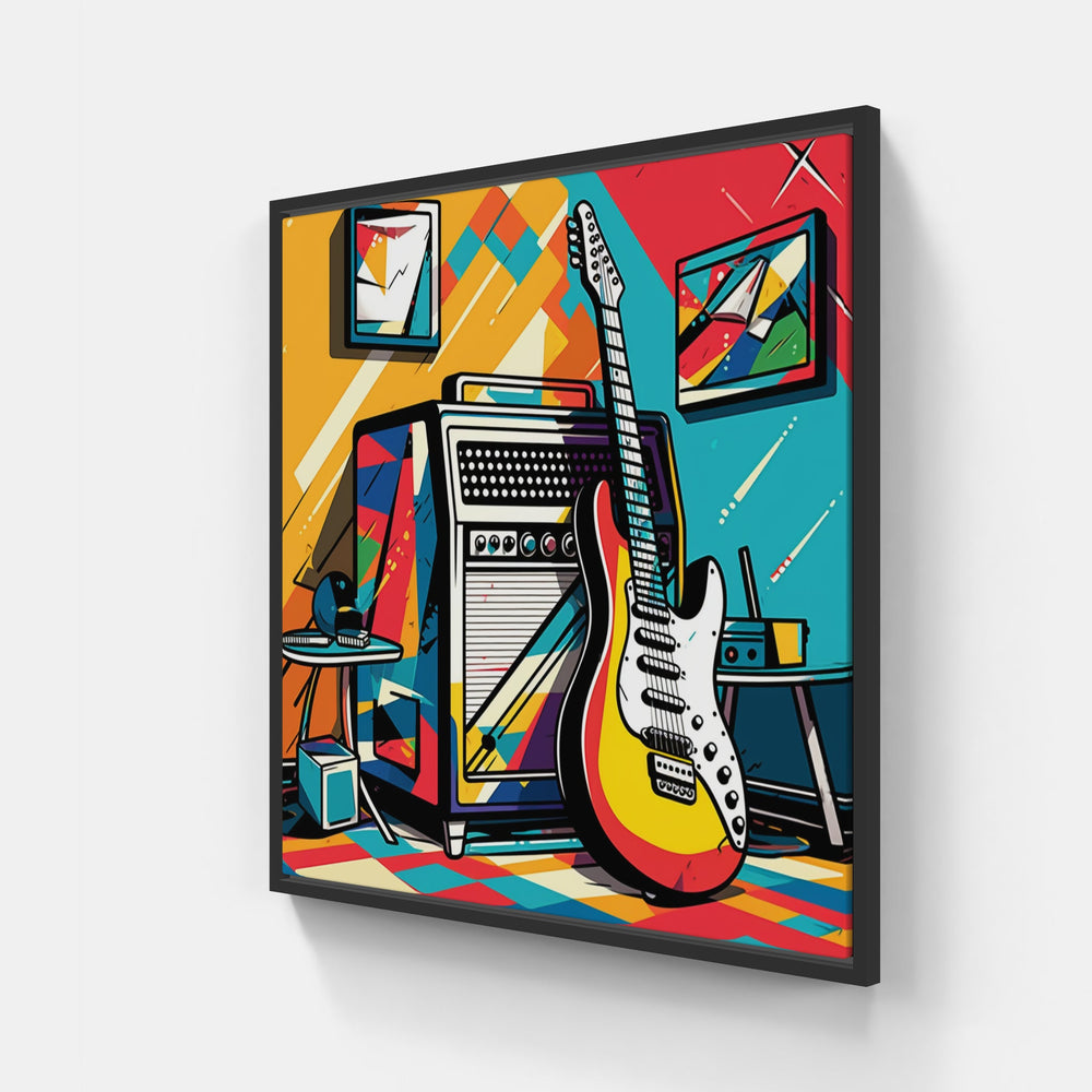 Harmonious Guitar Dreams-Canvas-artwall-20x20 cm-Black-Artwall