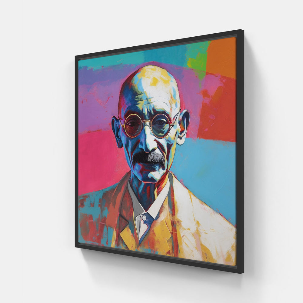 Gandhi Peace-Canvas-artwall-20x20 cm-Black-Artwall