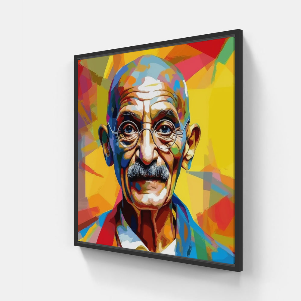 Gandhi India Peace-Canvas-artwall-20x20 cm-Black-Artwall