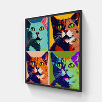 Cat purrs joyfully-Canvas-artwall-20x20 cm-Black-Artwall