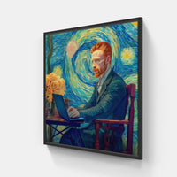 Van Gogh's Whirling Sky-Canvas-artwall-20x20 cm-Black-Artwall