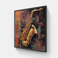 Whimsical Saxophone Notes-Canvas-artwall-20x20 cm-Black-Artwall