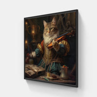 Cat and sing-Canvas-artwall-20x20 cm-Black-Artwall