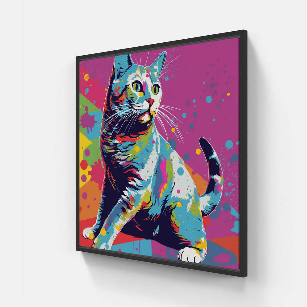 Cat meow fur purr-Canvas-artwall-20x20 cm-Black-Artwall