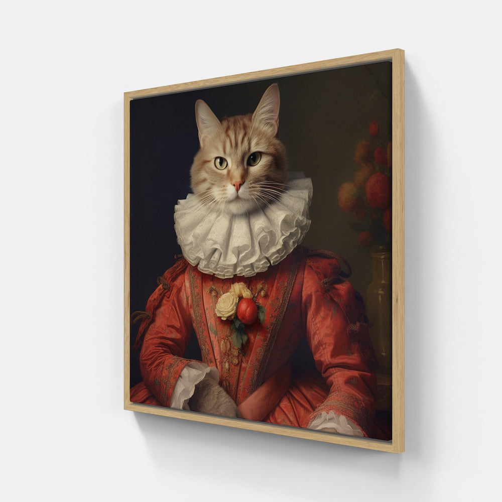 Cat and fish-Canvas-artwall-20x20 cm-Wood-Artwall