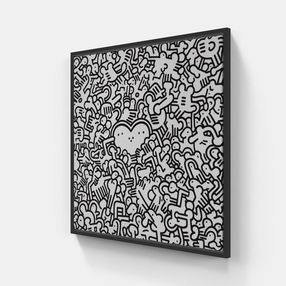 Doodle art illusion-Canvas-artwall-20x20 cm-Black-Artwall