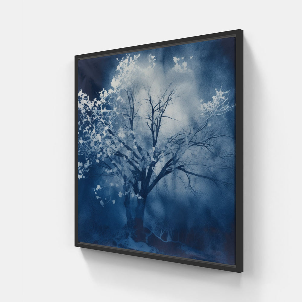 Nostalgic Cyanotype Echoes-Canvas-artwall-20x20 cm-Black-Artwall