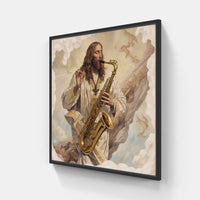 Serenade of Saxophone Sounds-Canvas-artwall-20x20 cm-Black-Artwall