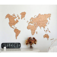 Decoration bois carte du monde