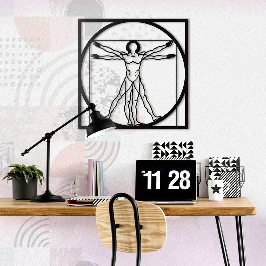 Décoration mur métal homme de vitruve