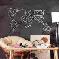 Décoration murale métal carte du monde blanche