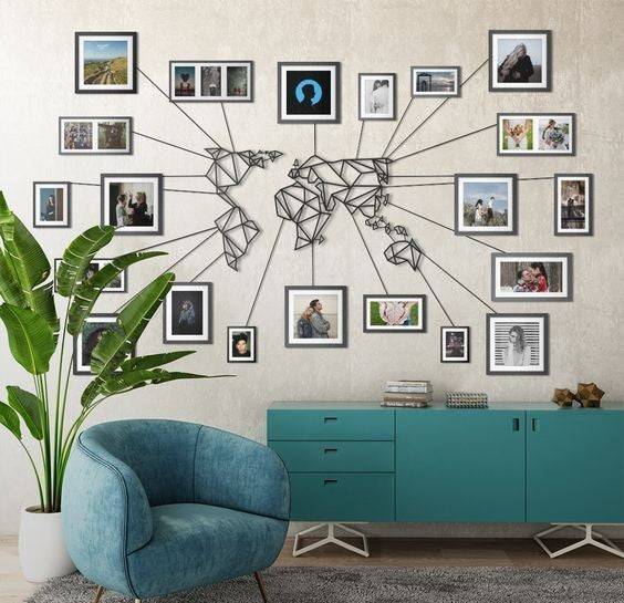 Déco métal carte monde
