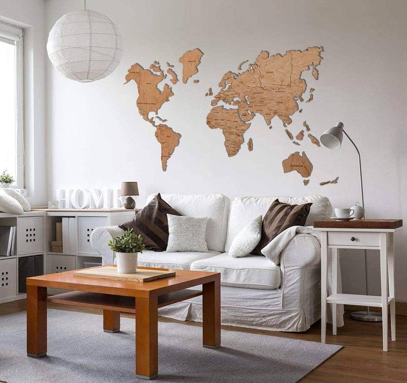 Decoration bois carte du monde