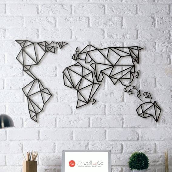 Déco métal carte monde