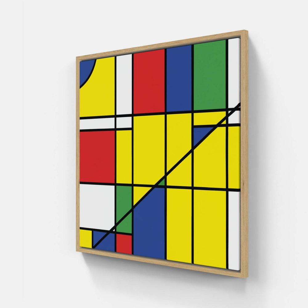 Mondrian Blue Rectangle-Canvas-artwall-20x20 cm-Wood-Artwall