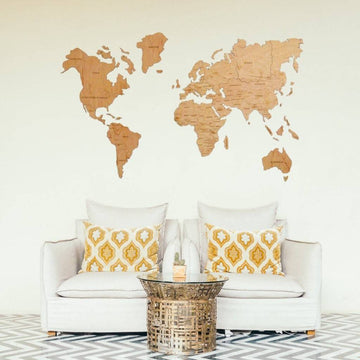 Decoration bois carte du monde