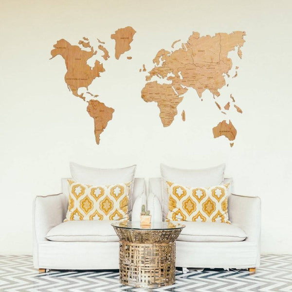 Decoration bois carte du monde