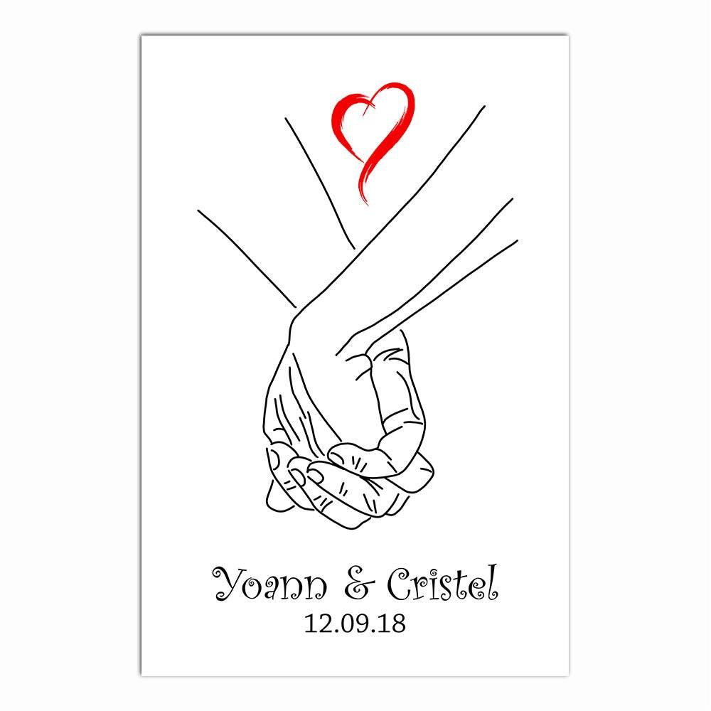 Tableau personnalisé couple main