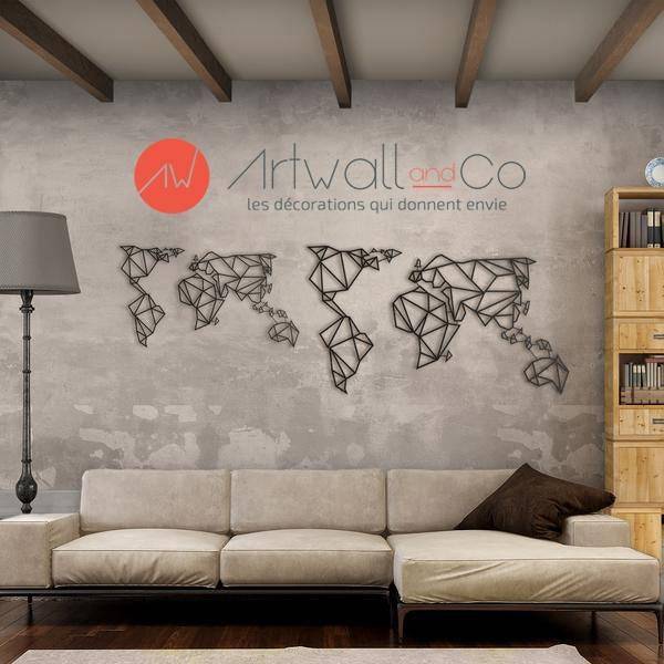 Déco métal carte monde