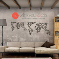 Déco métal carte monde