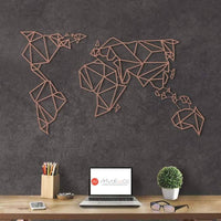 Décoration murale métal carte du monde bronze
