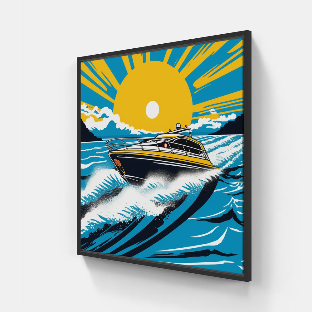 Coastal Serenade Elegant Yacht-Canvas-artwall-20x20 cm-Black-Artwall