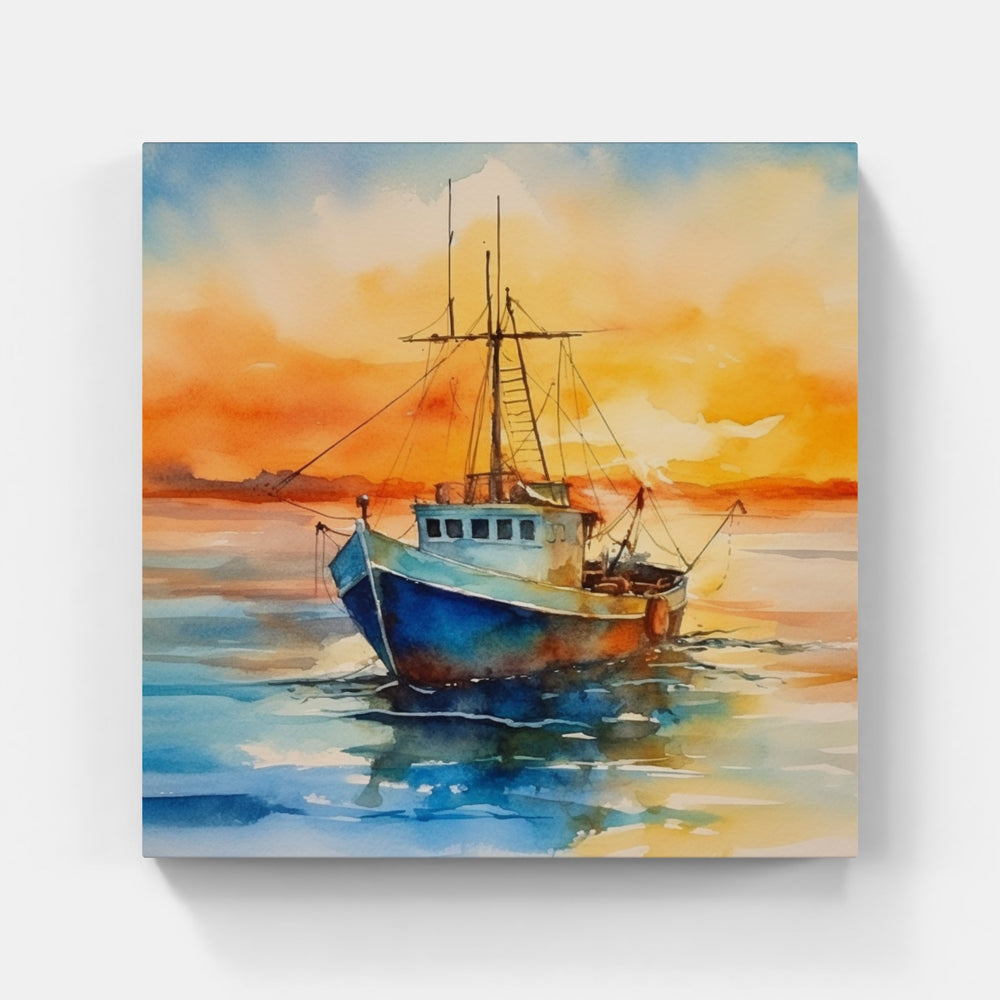 Serene Waters Majestic Boat-Canvas-artwall-Artwall