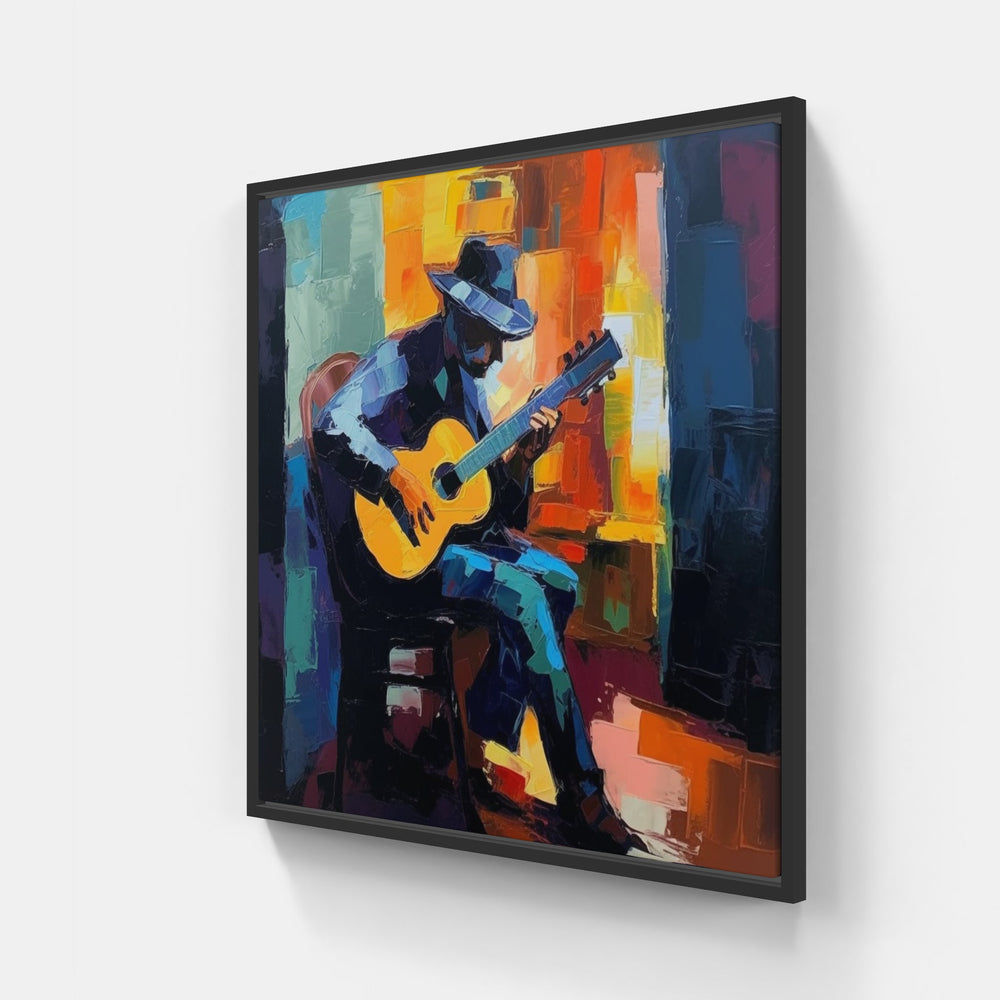 Mesmerizing Guitar Journey-Canvas-artwall-20x20 cm-Black-Artwall