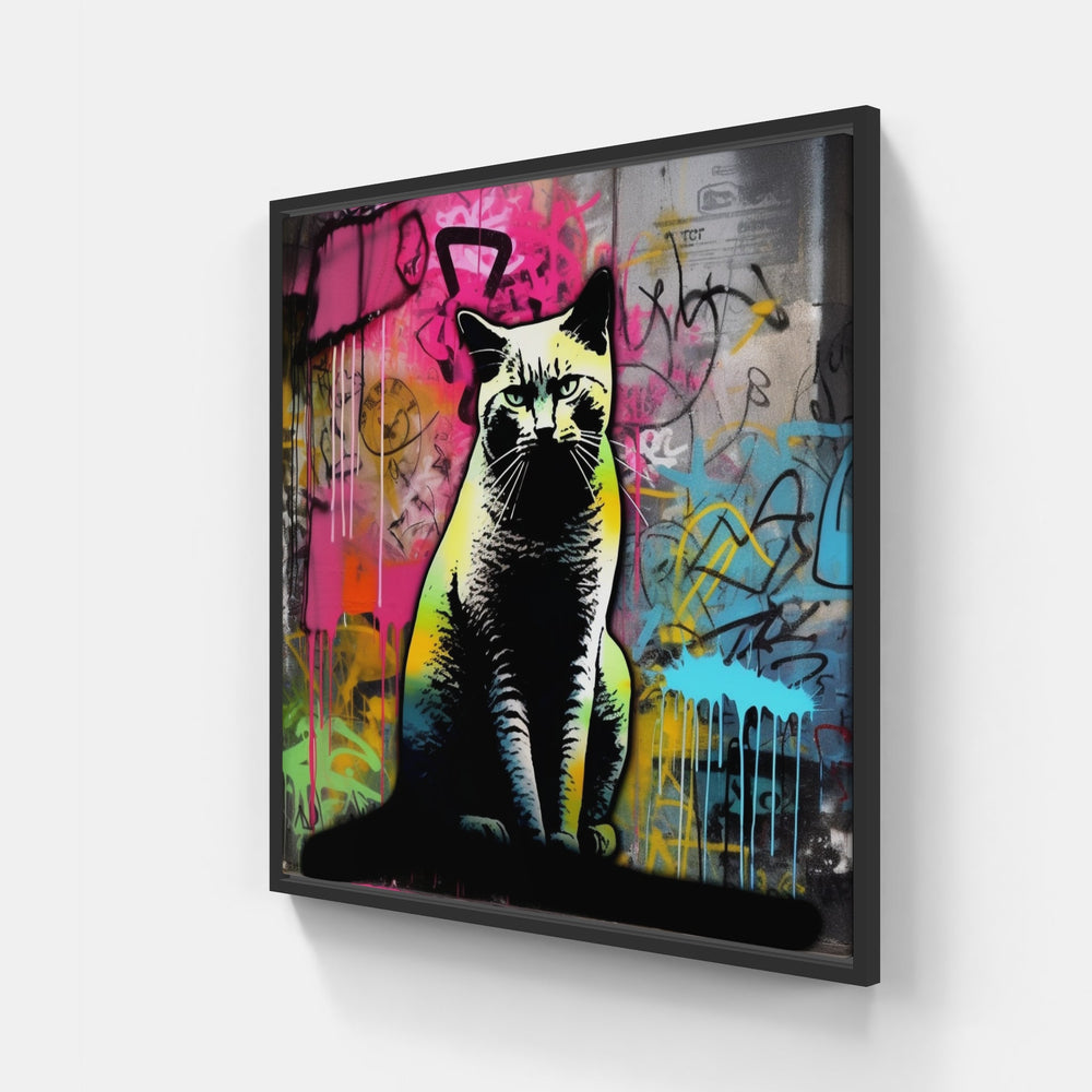 Cat purr bliss-Canvas-artwall-20x20 cm-Black-Artwall