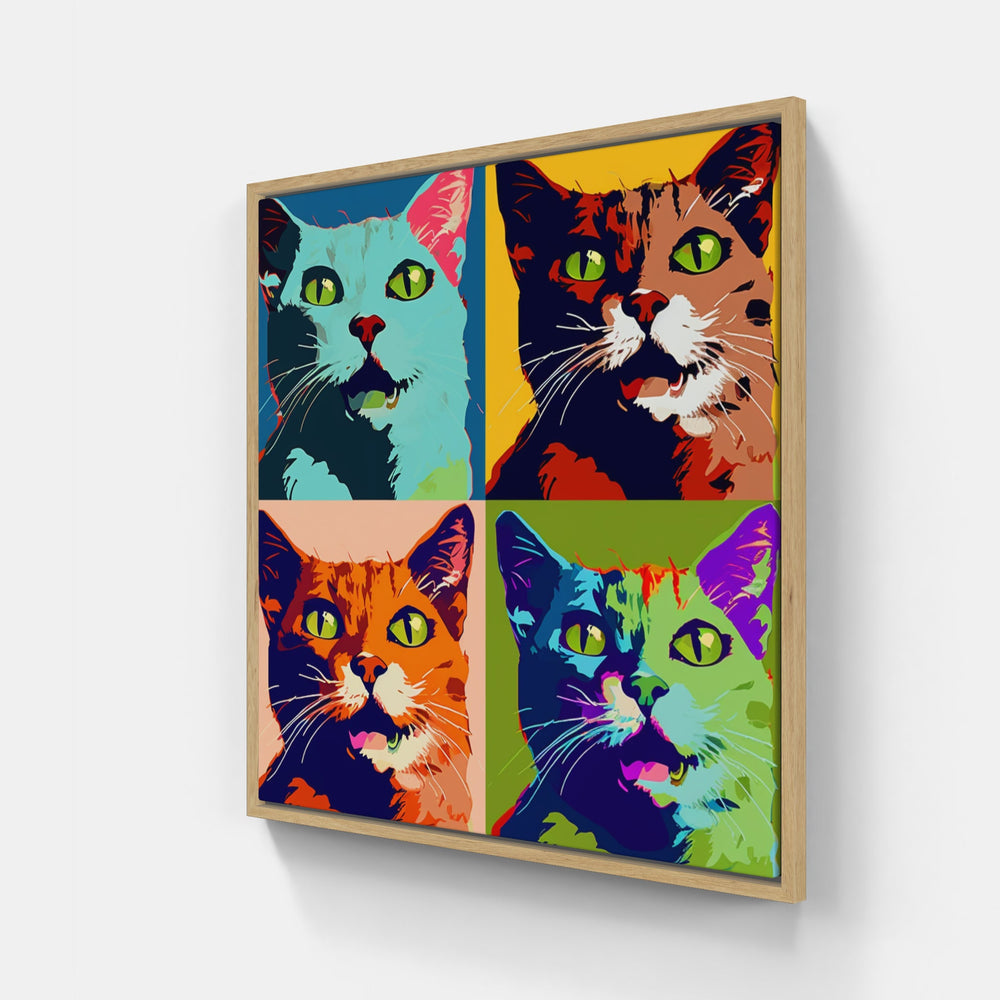 Cat purrs joyfully-Canvas-artwall-20x20 cm-Wood-Artwall
