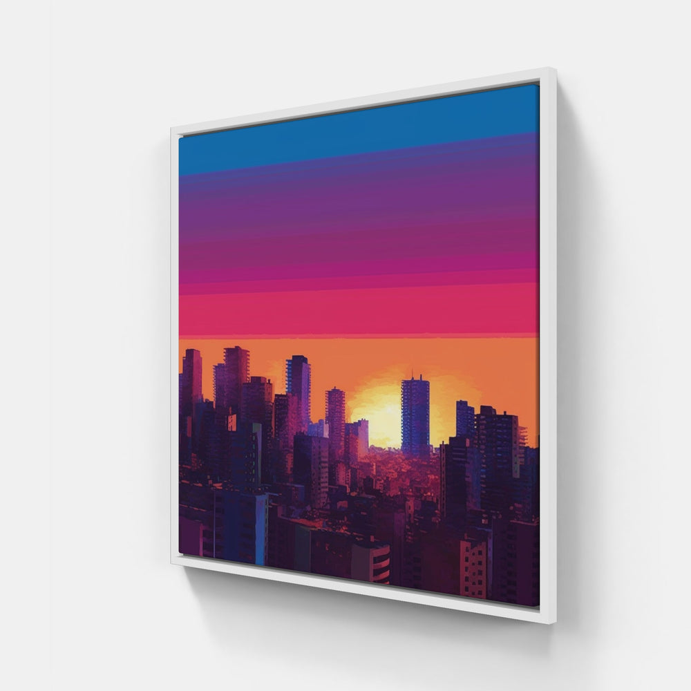 Serene Night Skyline-Canvas-artwall-20x20 cm-White-Artwall