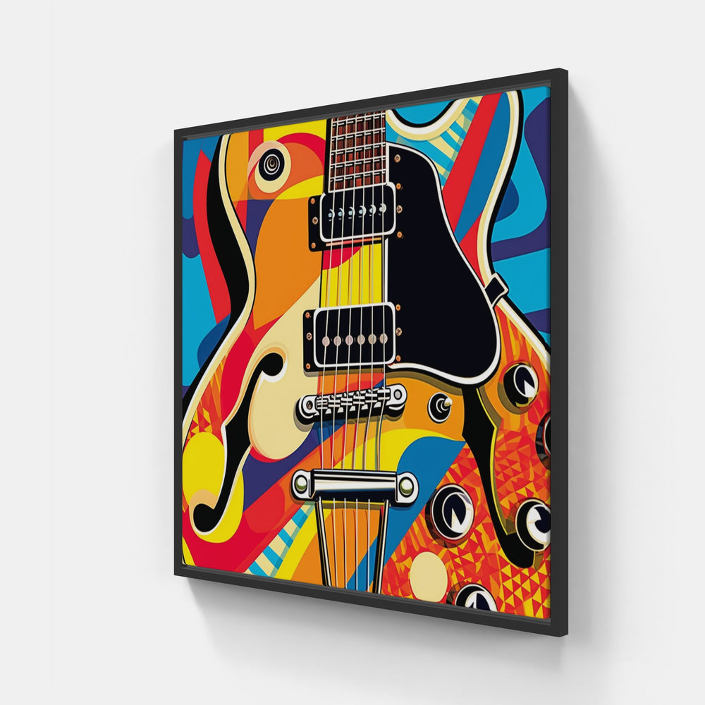 Enchanting Guitar Embrace-Canvas-artwall-20x20 cm-Black-Artwall