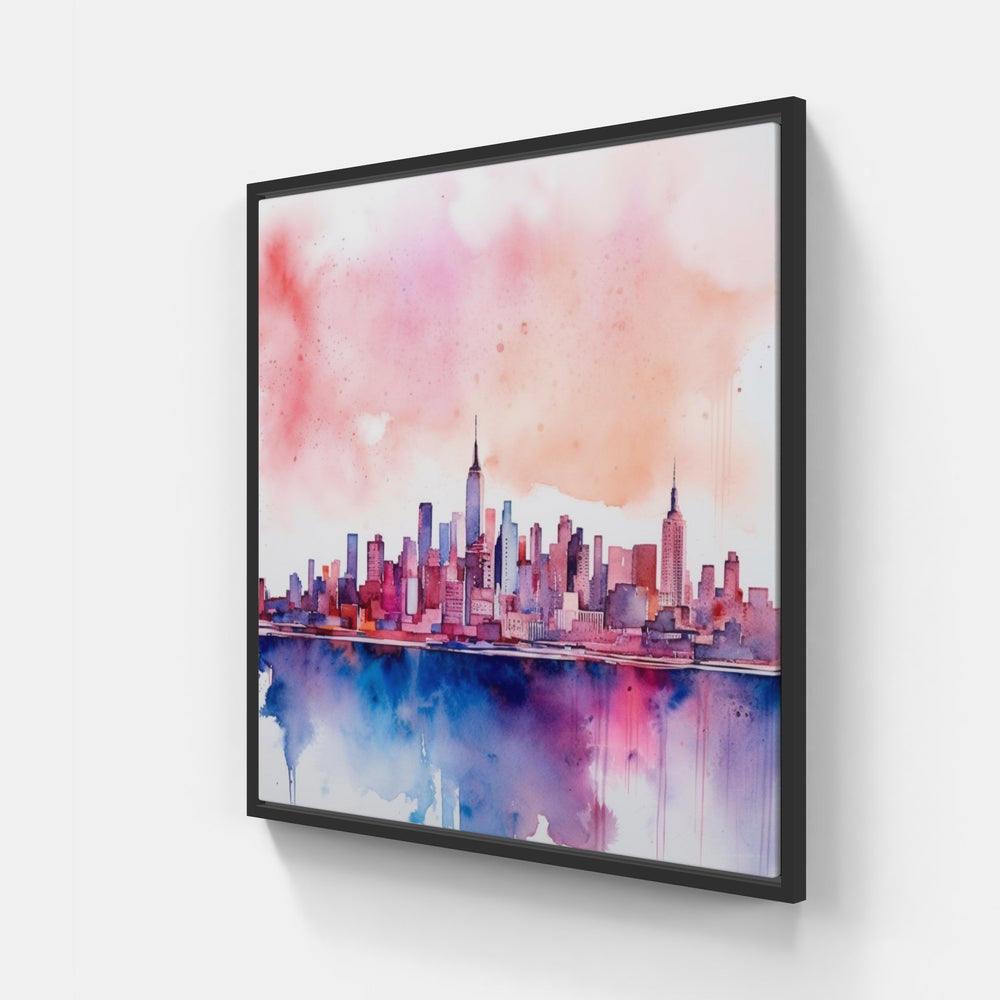 Colorful Cityscape Skyline-Canvas-artwall-20x20 cm-Black-Artwall