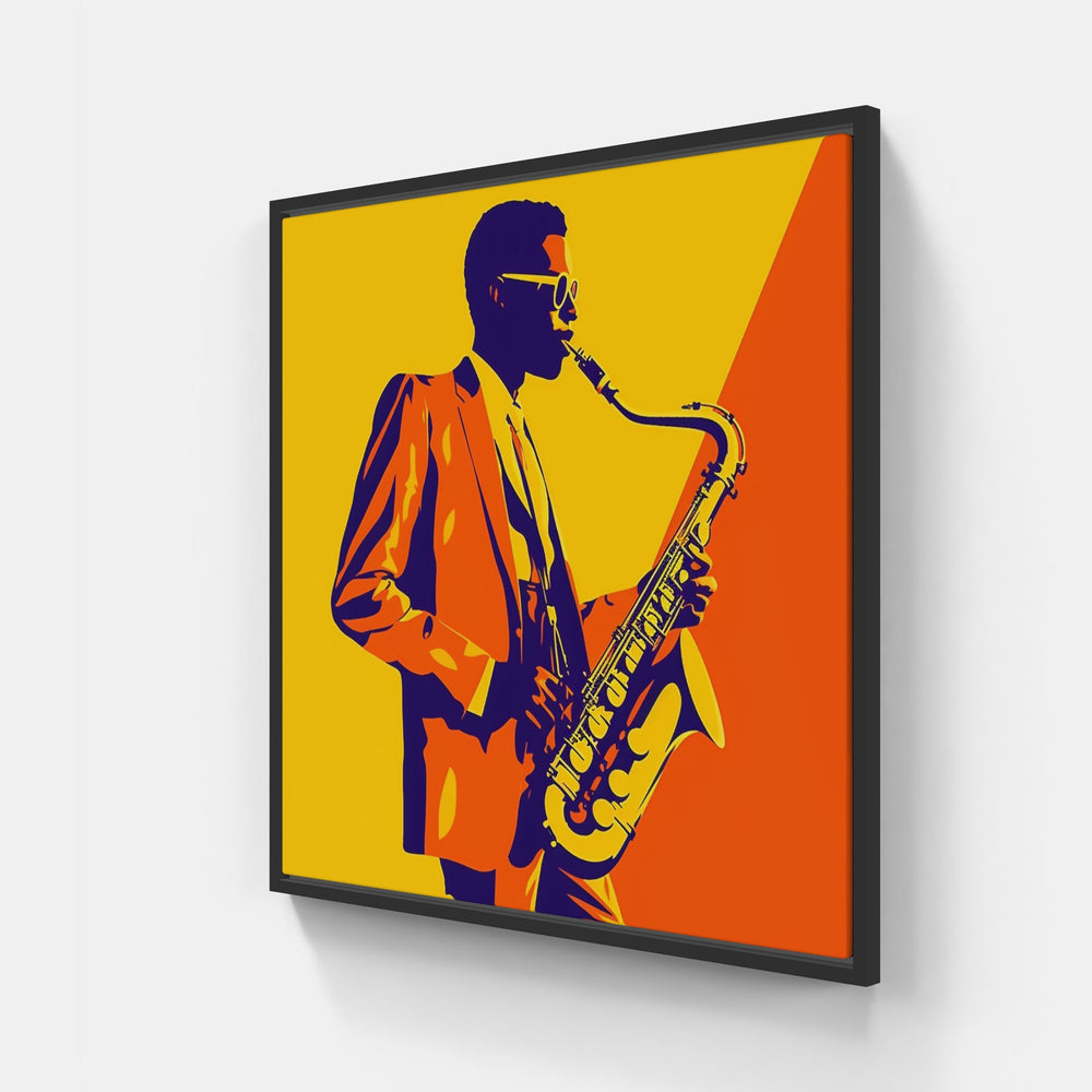 Soulful Saxophone Serenade-Canvas-artwall-20x20 cm-Black-Artwall