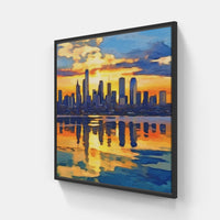 Dynamic City Skyline-Canvas-artwall-20x20 cm-Black-Artwall