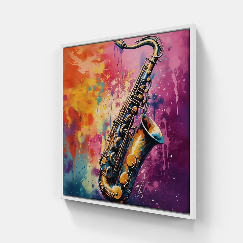 Vibrant Saxophone Expressions-Canvas-artwall-20x20 cm-White-Artwall