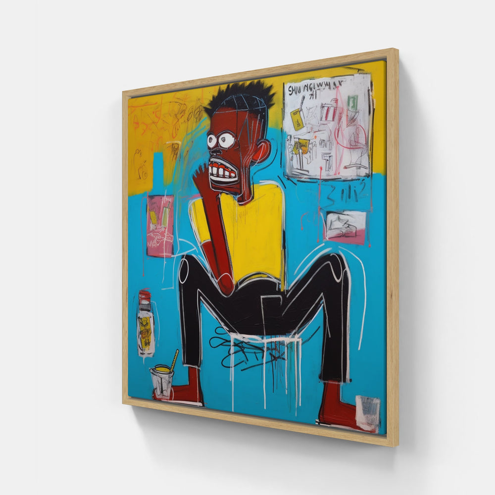 Abstract Basquiat Fusion-Canvas-artwall-20x20 cm-Wood-Artwall
