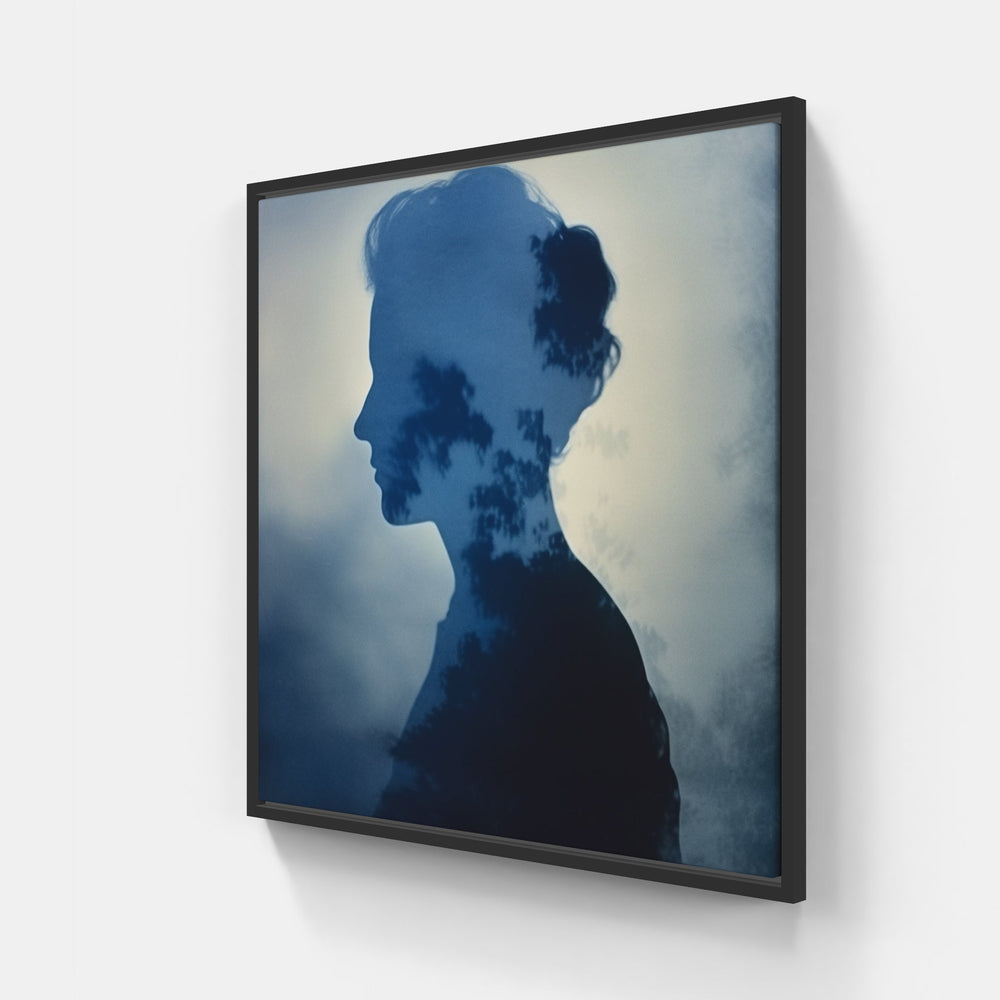Enigmatic Cyanotype Whispers-Canvas-artwall-20x20 cm-Black-Artwall