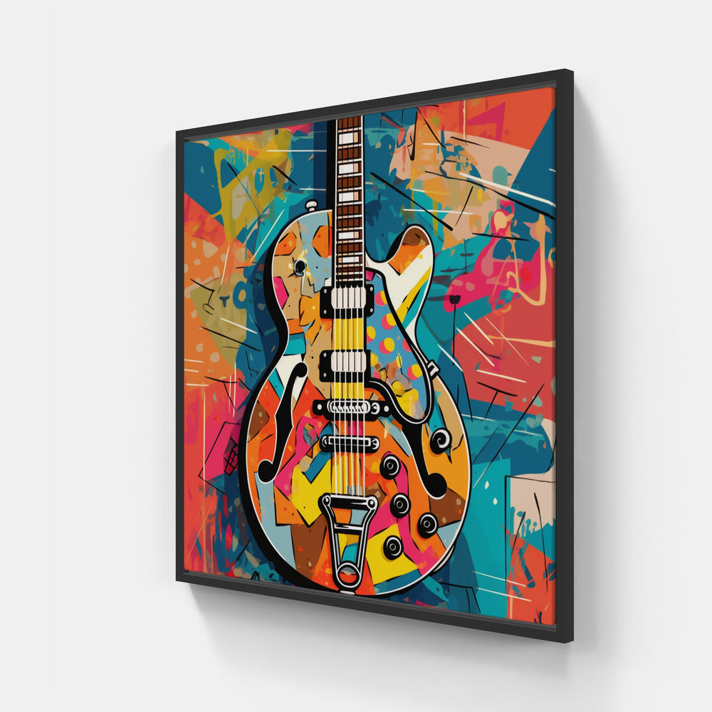 Vibrant Guitar Harmony-Canvas-artwall-20x20 cm-Black-Artwall
