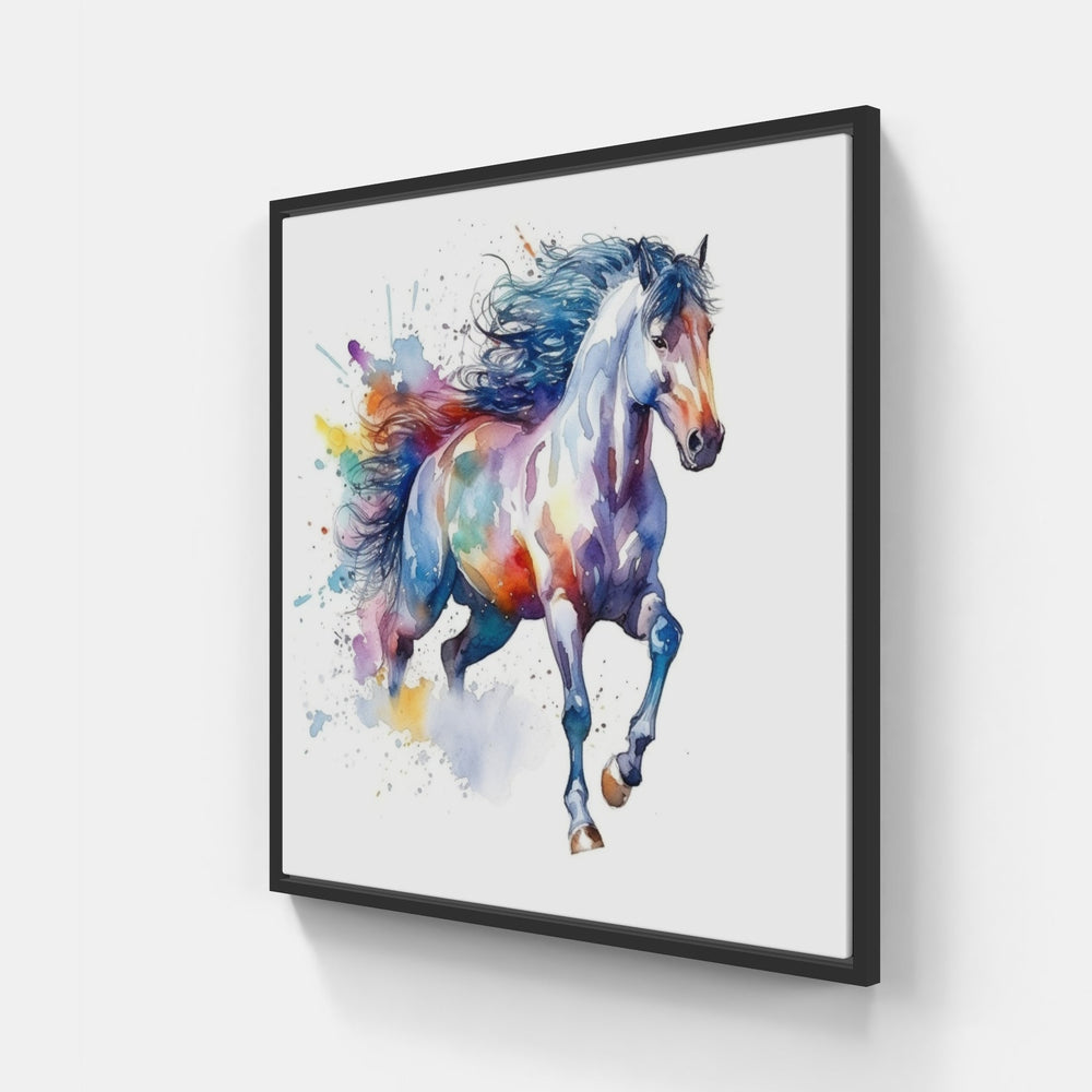 Graceful Horse Portrait-Canvas-artwall-20x20 cm-Black-Artwall