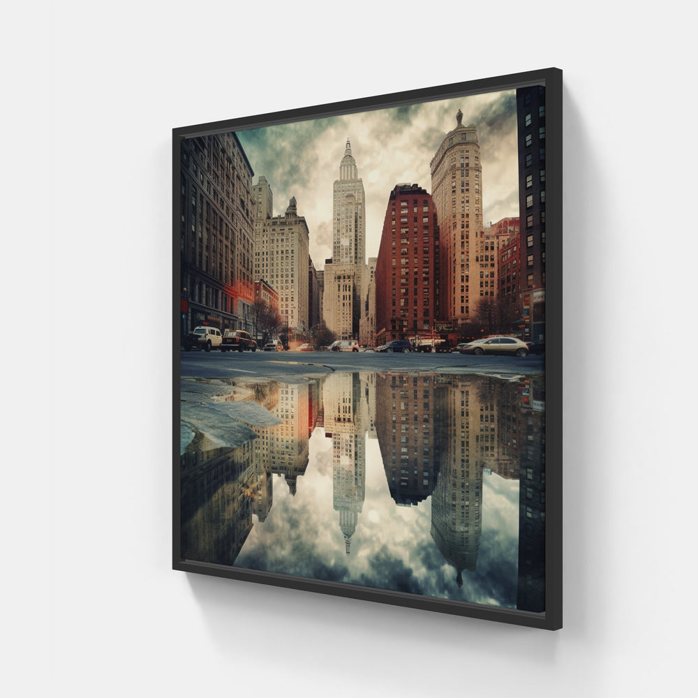 Cityscape Echoes Night-Canvas-artwall-40x40 cm-Black-Artwall
