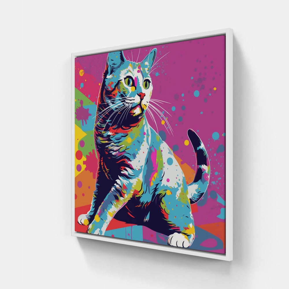 Cat meow fur purr-Canvas-artwall-20x20 cm-White-Artwall
