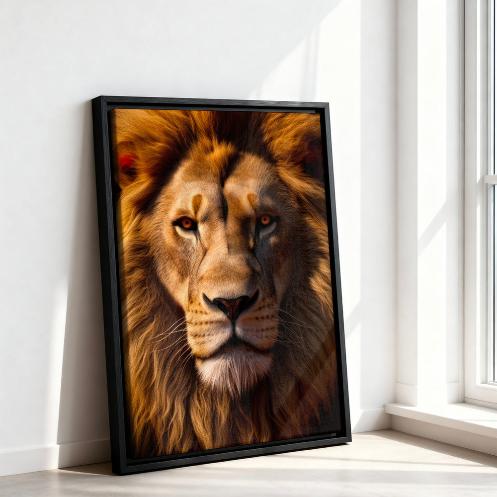 Le tableau accroché en situation dans un intérieur meublé.