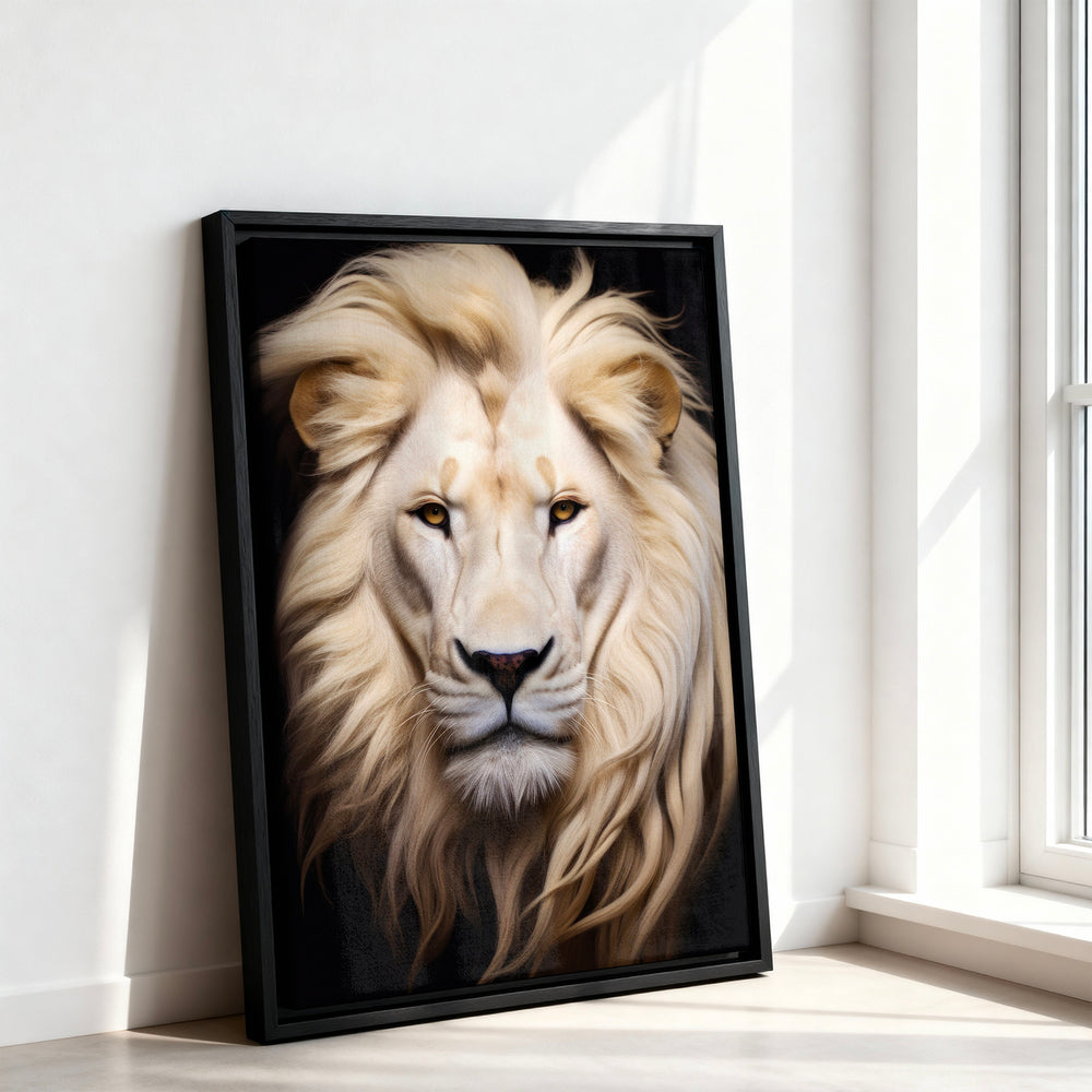 Le tableau accroché en situation dans un intérieur meublé.