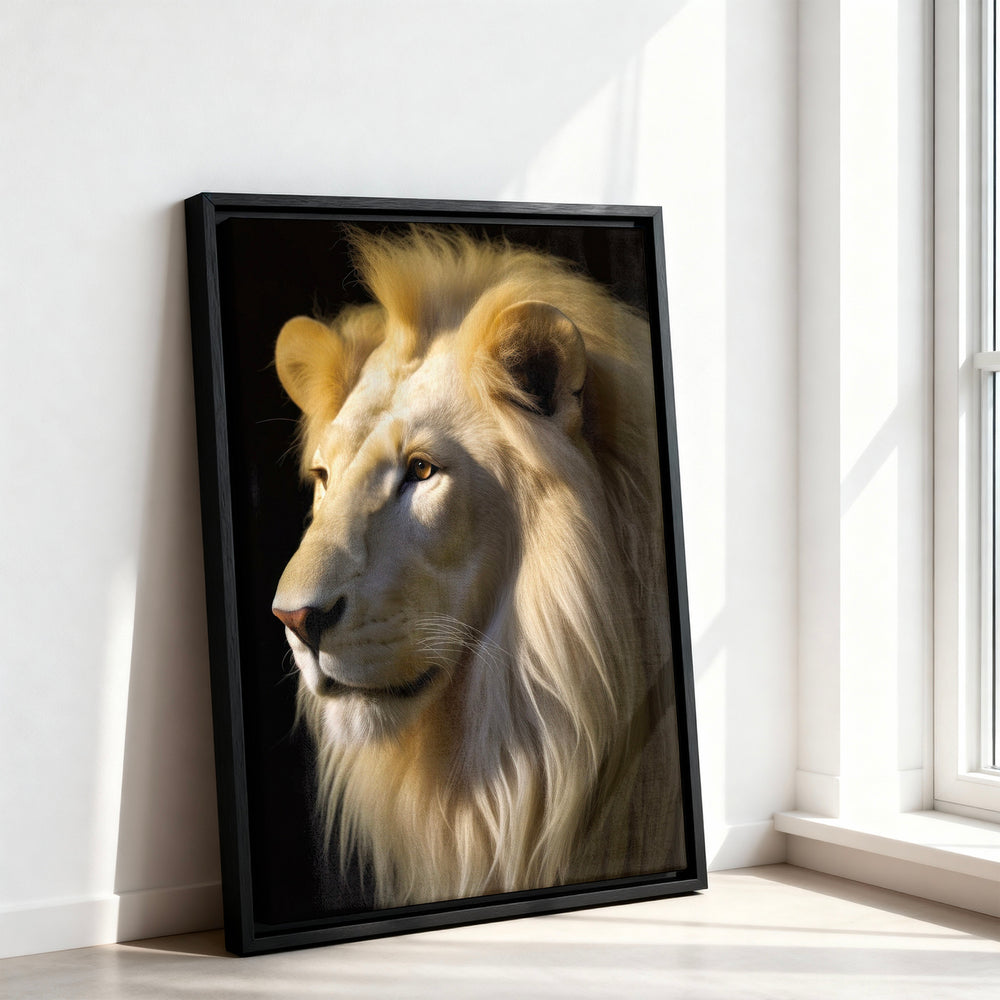 Le tableau accroché en situation dans un intérieur meublé.