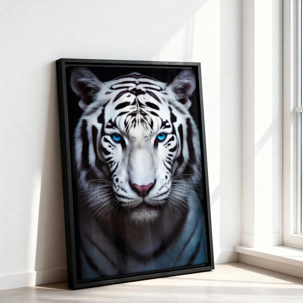Le tableau accroché en situation dans un intérieur meublé.