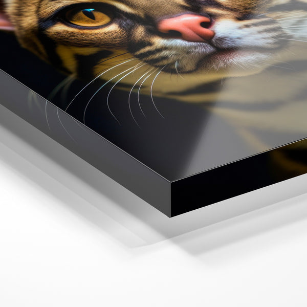 Ocelot aux yeux d'or, portrait noir et or — Verre acrylique