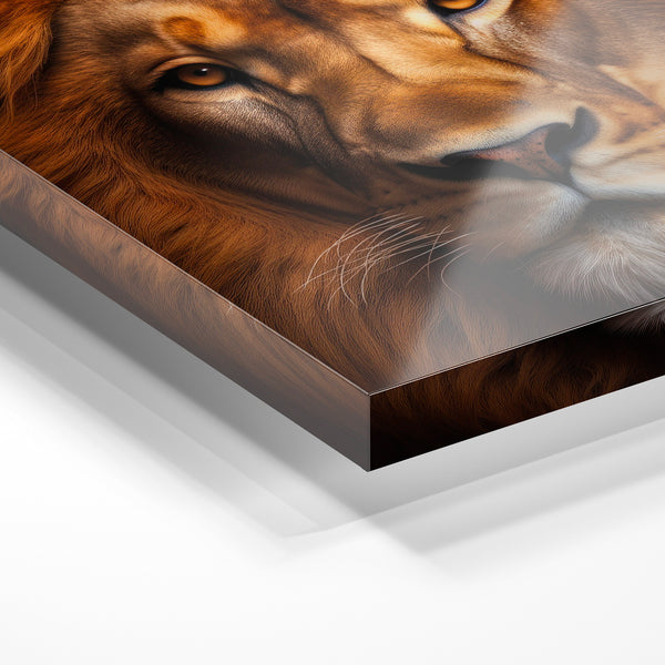Lion frontal aux yeux d'or style réaliste — Verre acrylique
