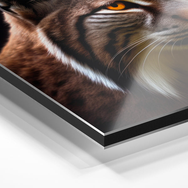 Lynx aux yeux ambrés, portrait noir et blanc — Aluminium Dibond relief 3D